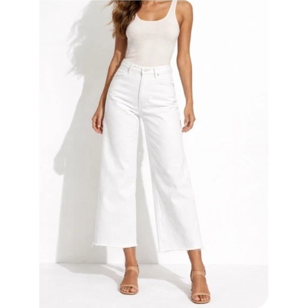 NWT Pistola Snow White Wash Penny High Waist Raw Hem Wide Leg Jeans Size 29